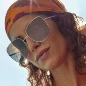 Carolina Herrera Sunglasses CH0035 Designer Square Oversized Gold Retro